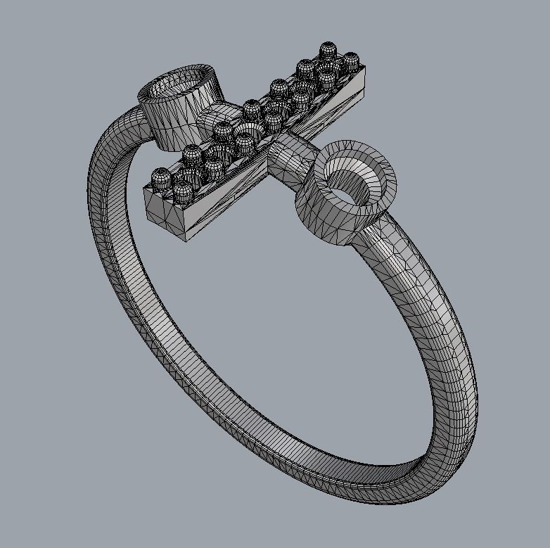 Diamond Letter Ring - I 3D print model_10