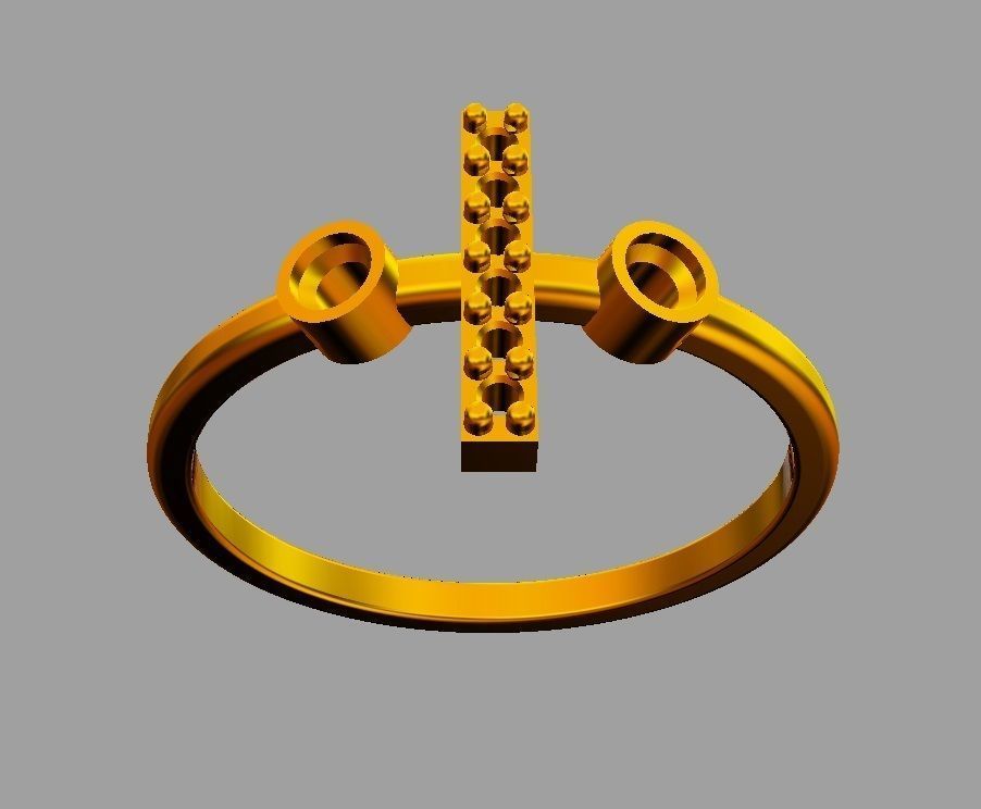 Diamond Letter Ring - I 3D print model_5