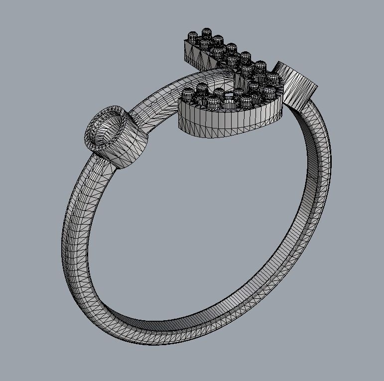 Diamond Letter Ring - J 3D print model_11