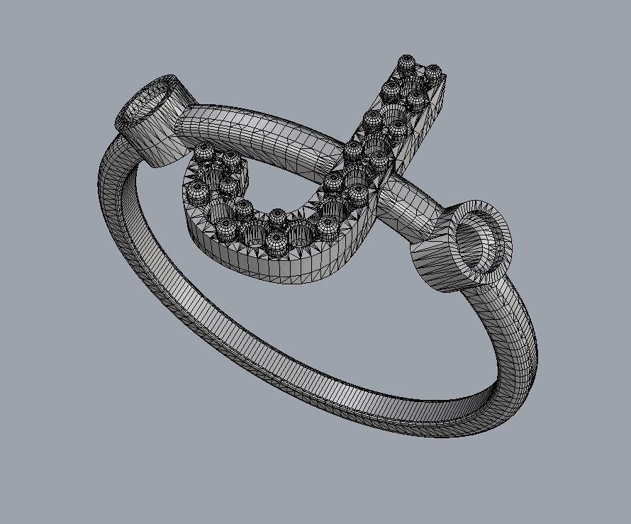 Diamond Letter Ring - J 3D print model_10