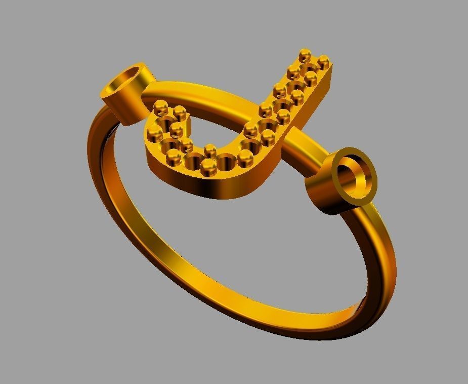 Diamond Letter Ring - J 3D print model_6