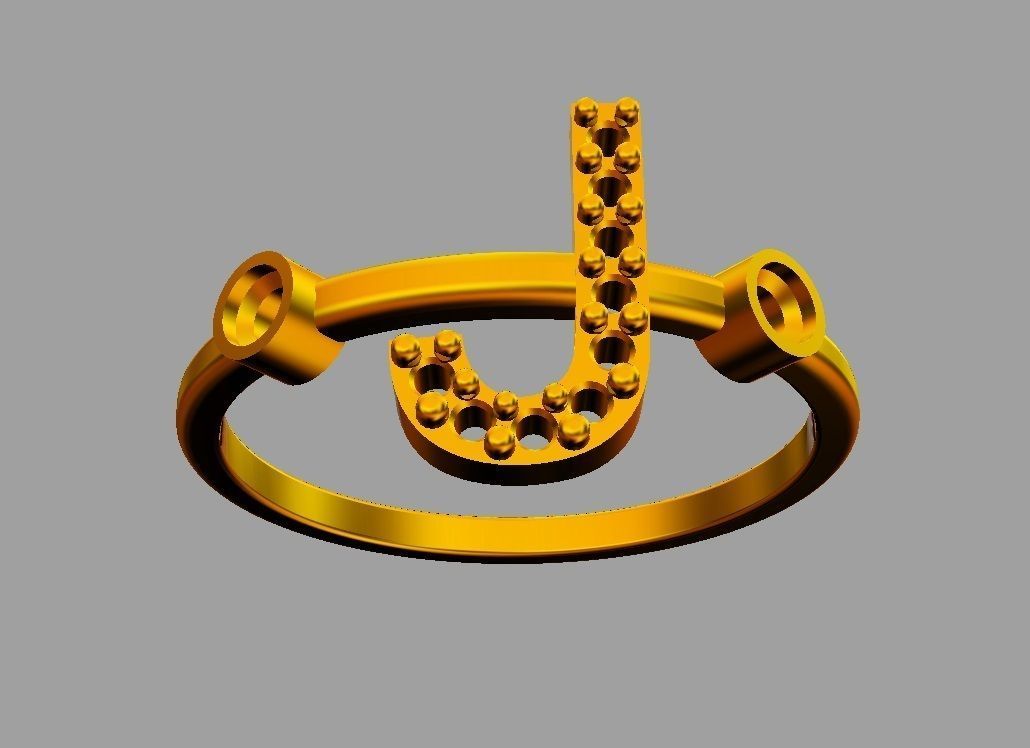 Diamond Letter Ring - J 3D print model_5