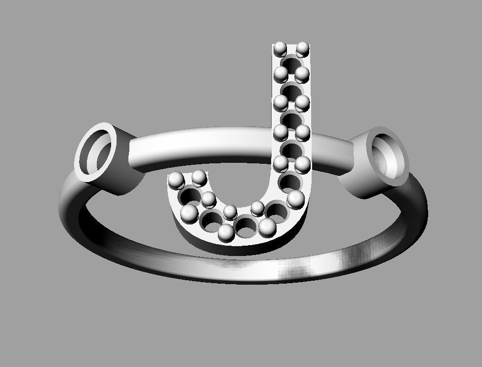 Diamond Letter Ring - J 3D print model_14
