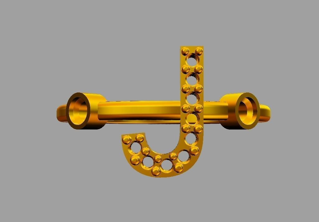 Diamond Letter Ring - J 3D print model_9
