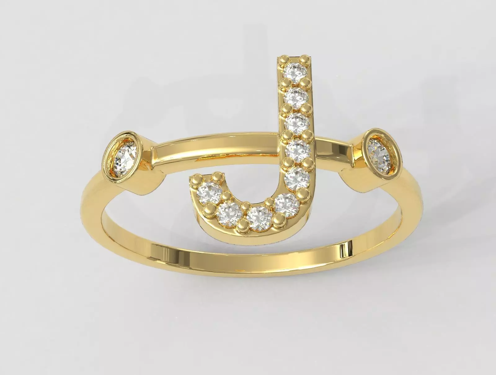 Diamond Letter Ring - J 3D print model_0