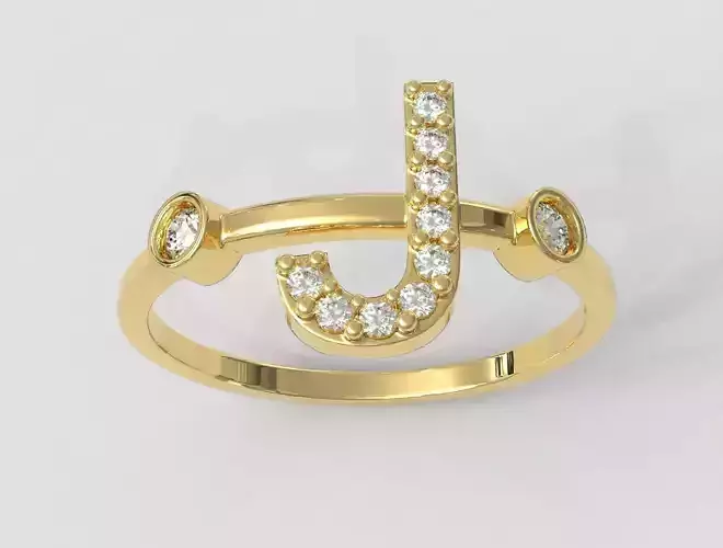Diamond Letter Ring - J 3D print model