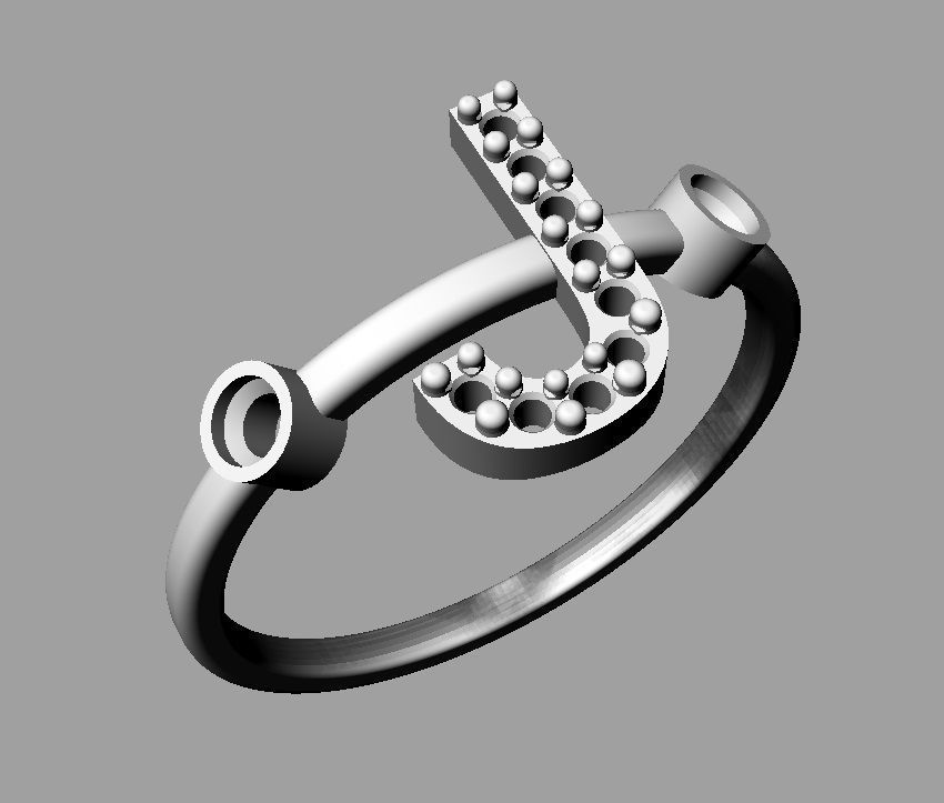 Diamond Letter Ring - J 3D print model_17