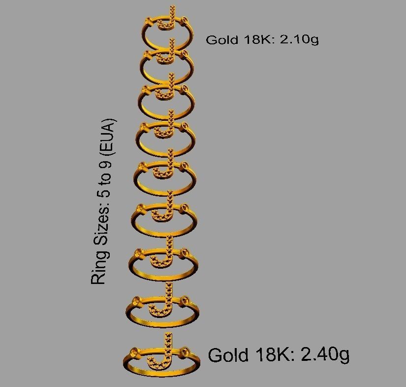 Diamond Letter Ring - J 3D print model_3