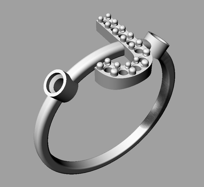 Diamond Letter Ring - J 3D print model_15