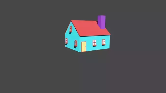 LowPolyHouse house with roof