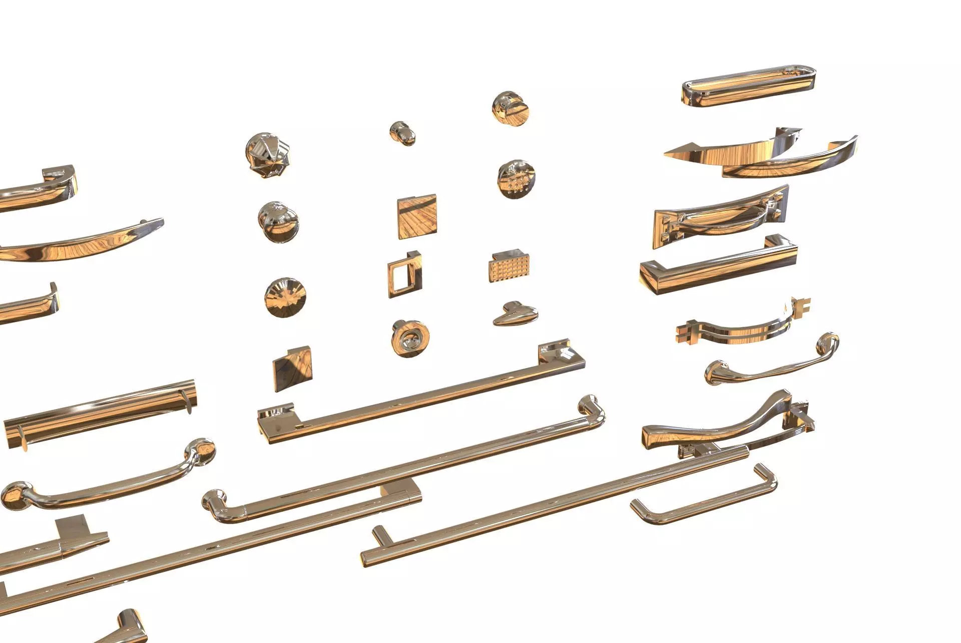 handles for kitchen cabinets or furniture doors drawer 3d model 3D model