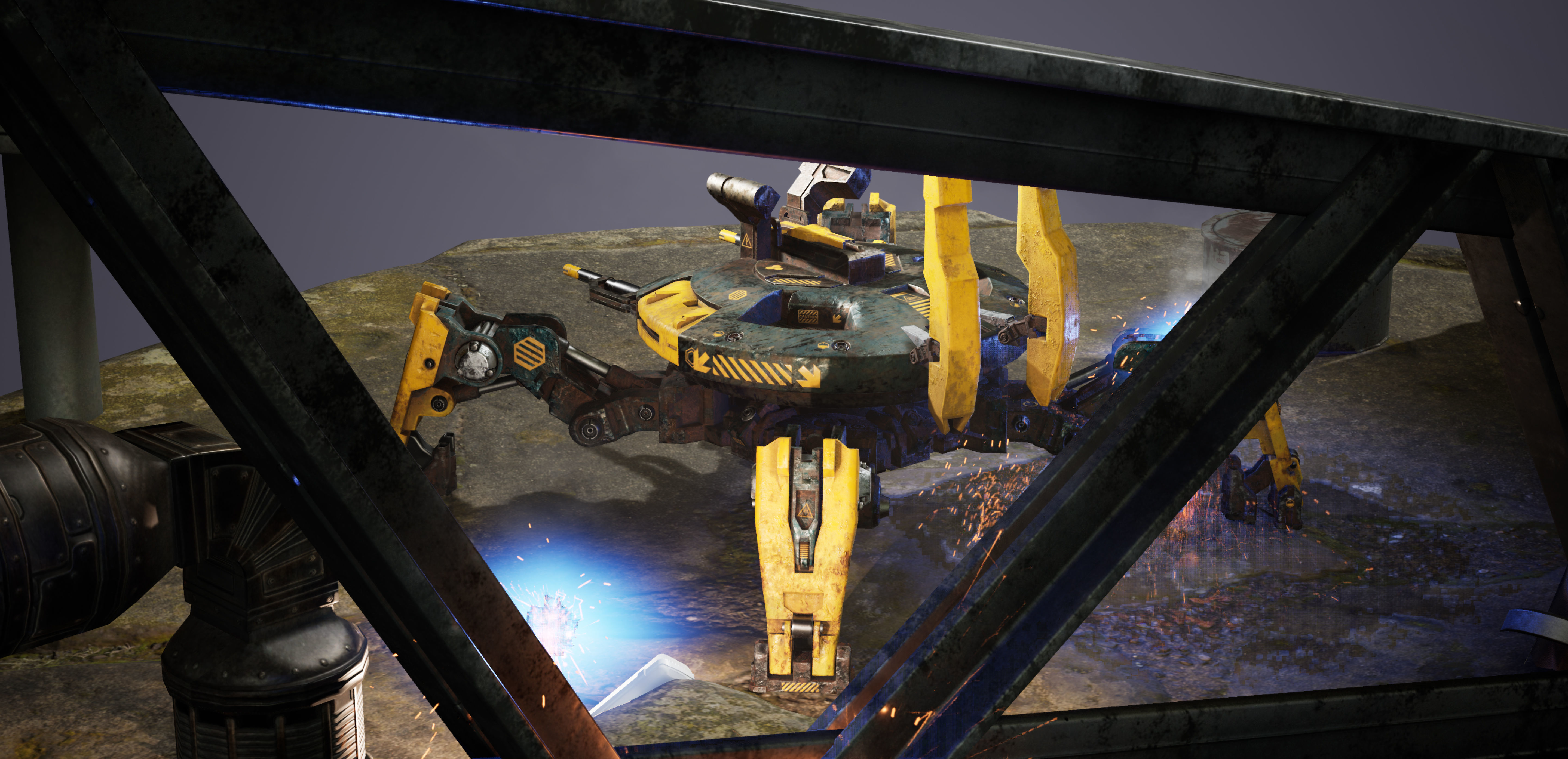 Mecha-Drone robot Low-poly 3D model_9