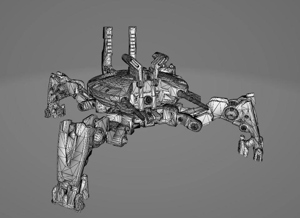 Mecha-Drone robot Low-poly 3D model_16
