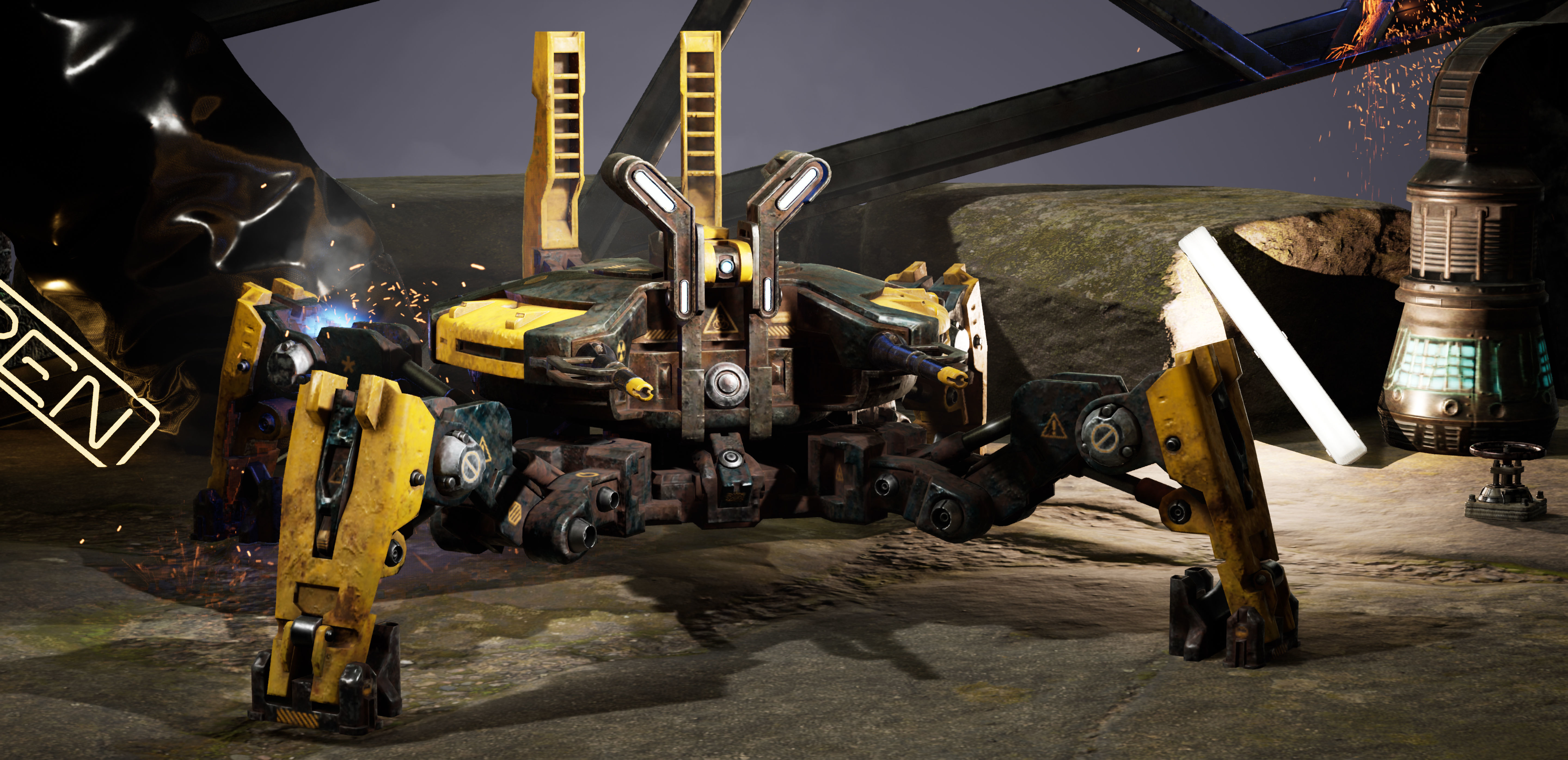 Mecha-Drone robot Low-poly 3D model_5