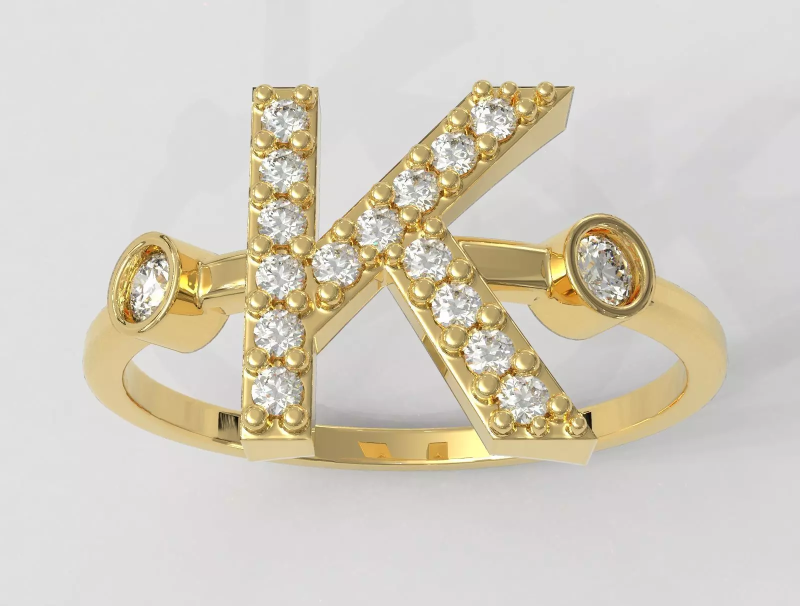 Diamond Letter Ring - K 3D print model_0