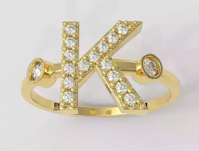 Diamond Letter Ring - K 3D print model