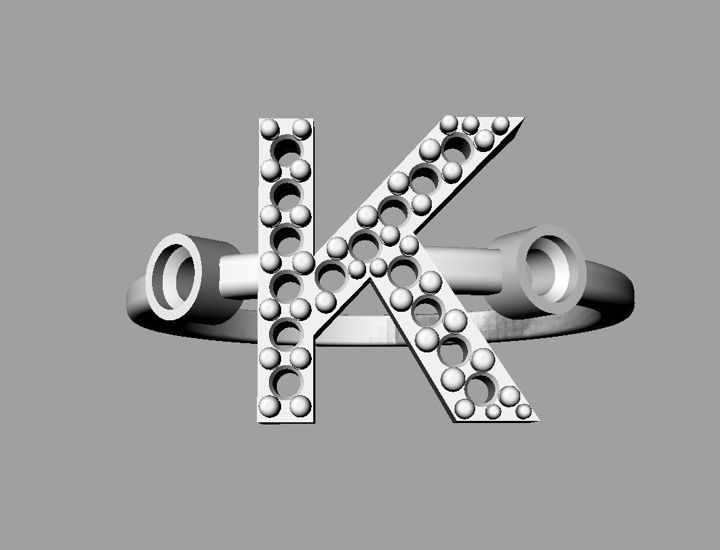 Diamond Letter Ring - K 3D print model_13