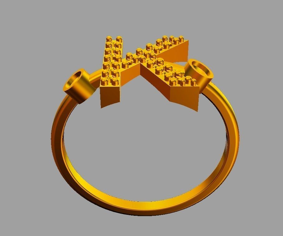 Diamond Letter Ring - K 3D print model_7