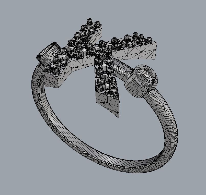 Diamond Letter Ring - K 3D print model_11