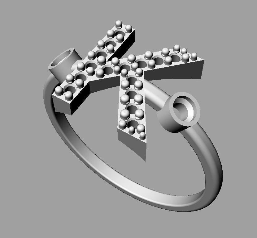 Diamond Letter Ring - K 3D print model_14