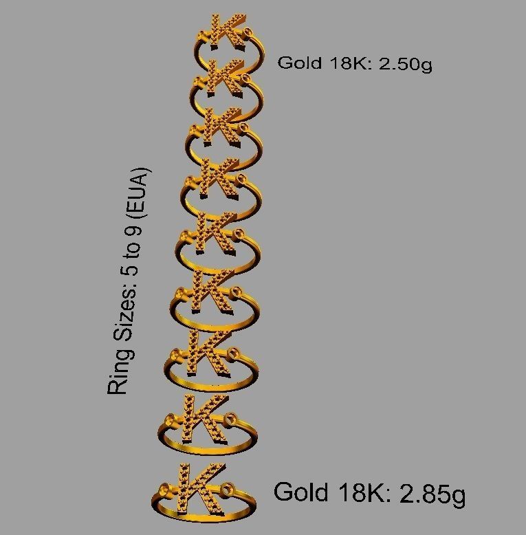 Diamond Letter Ring - K 3D print model_3