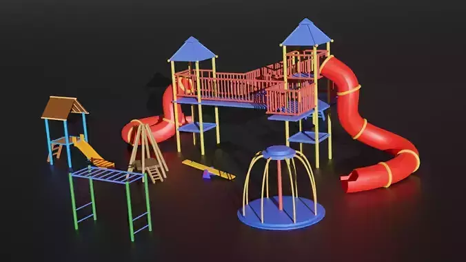 Beautiful Playground for kids 3d model 3D model