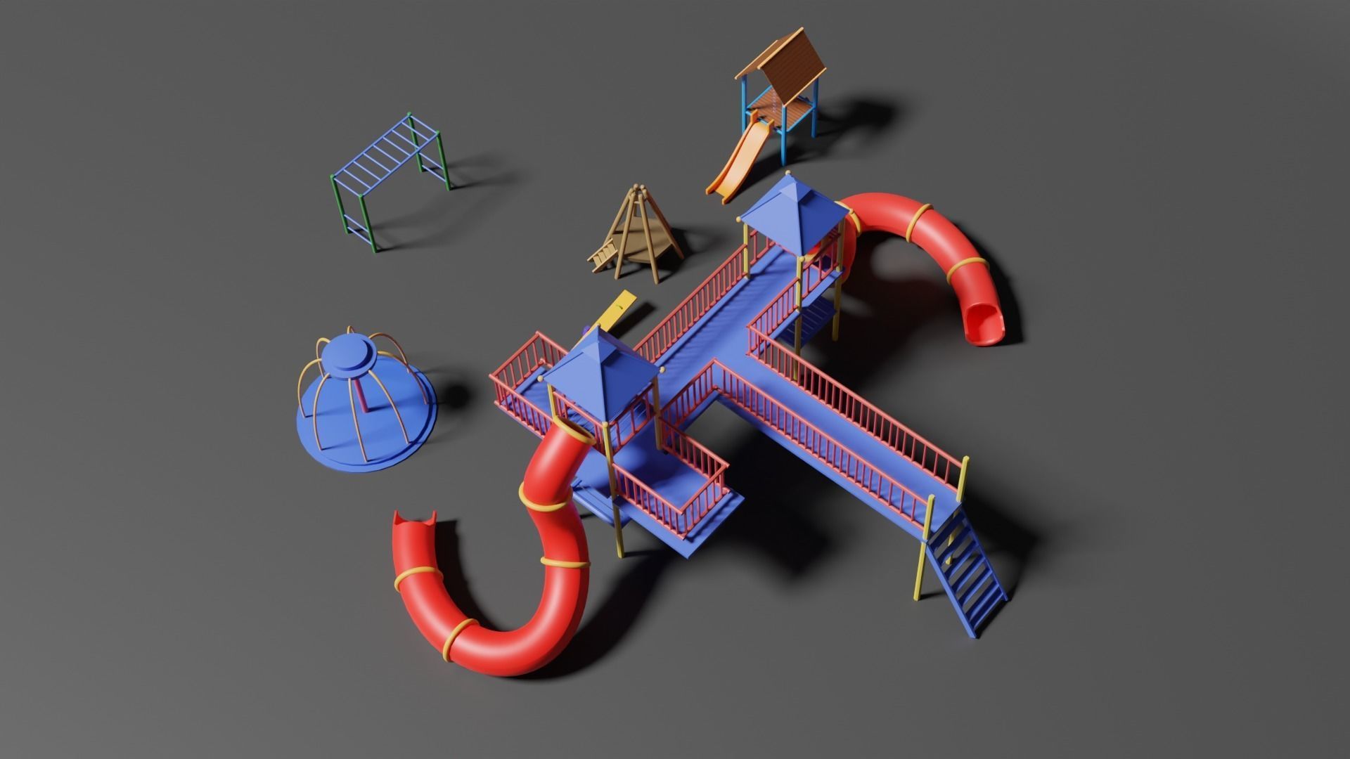 Beautiful Playground for kids 3d model 3D model_2