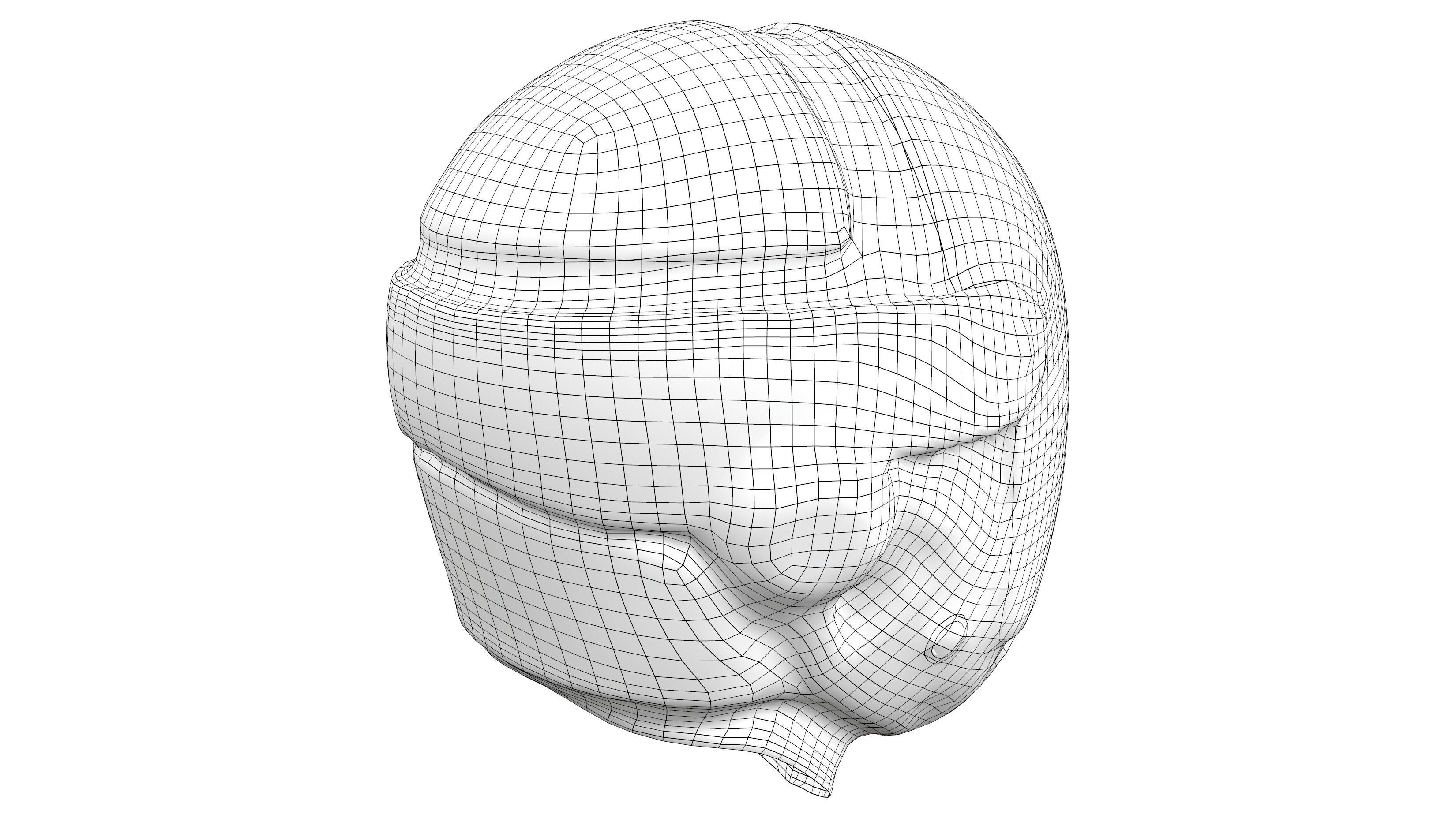 Cyberpunk Helmet Mask Low-poly 3D model_7