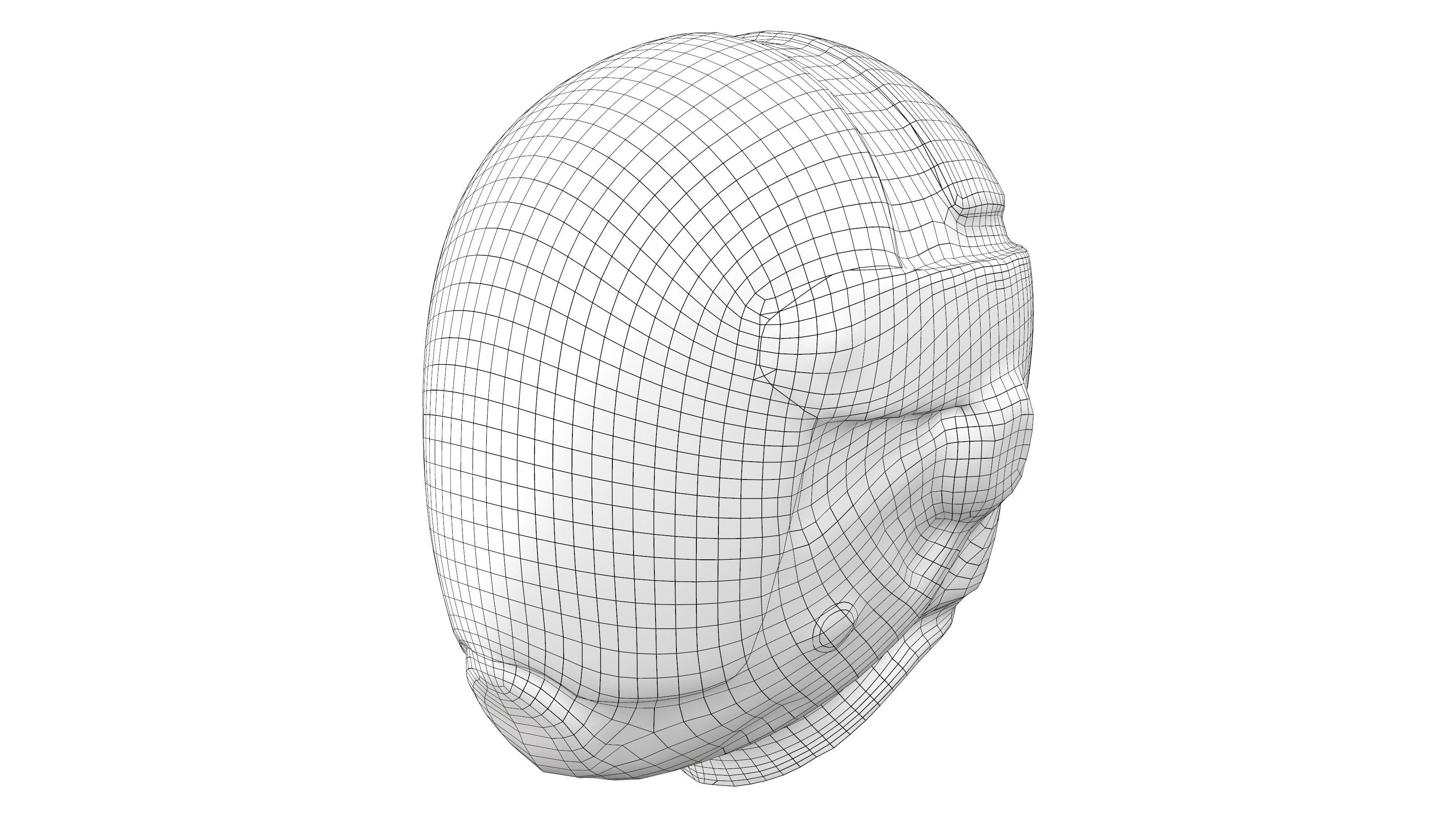Cyberpunk Helmet Mask Low-poly 3D model_6
