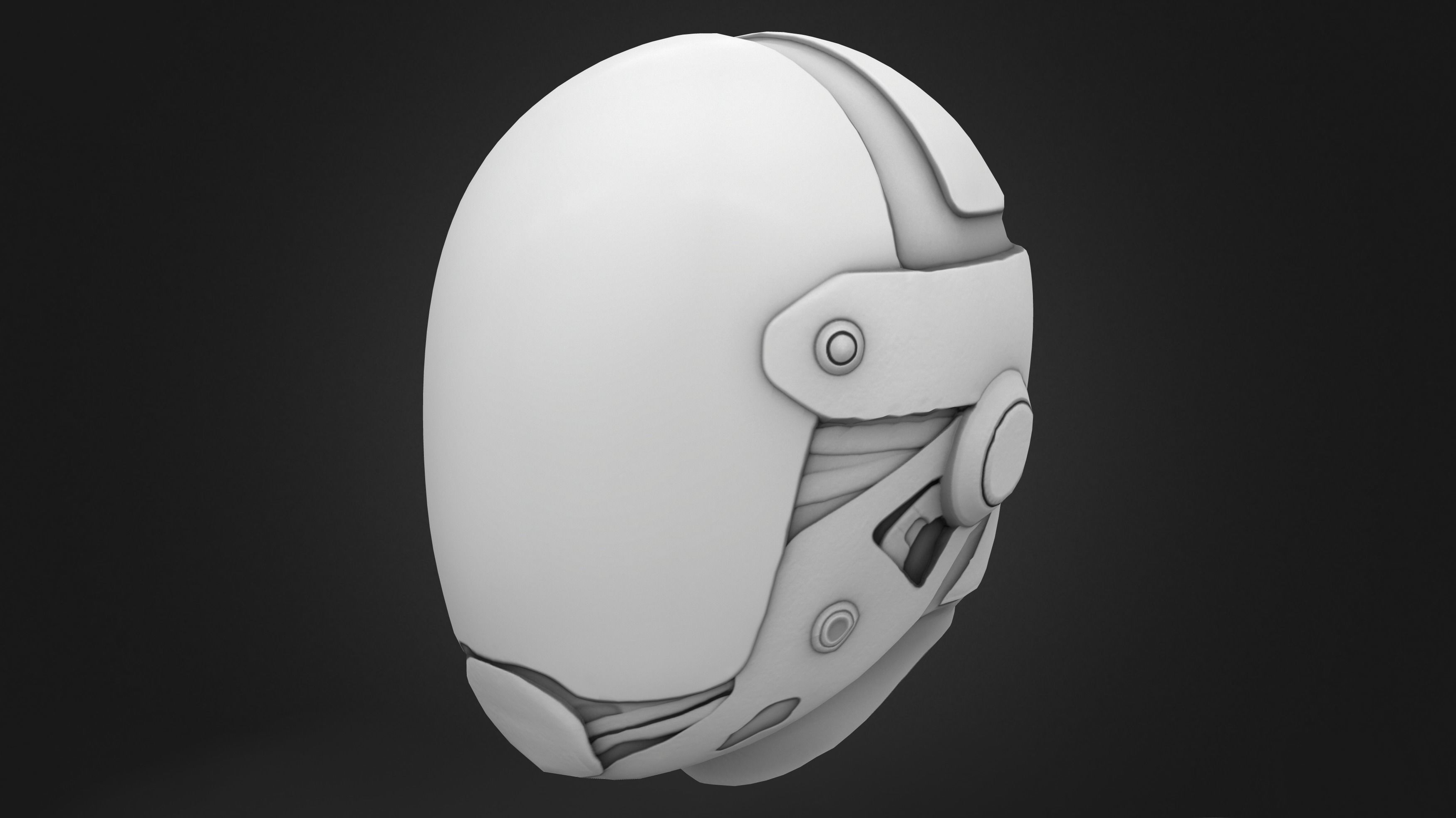 Cyberpunk Helmet Mask Low-poly 3D model_8