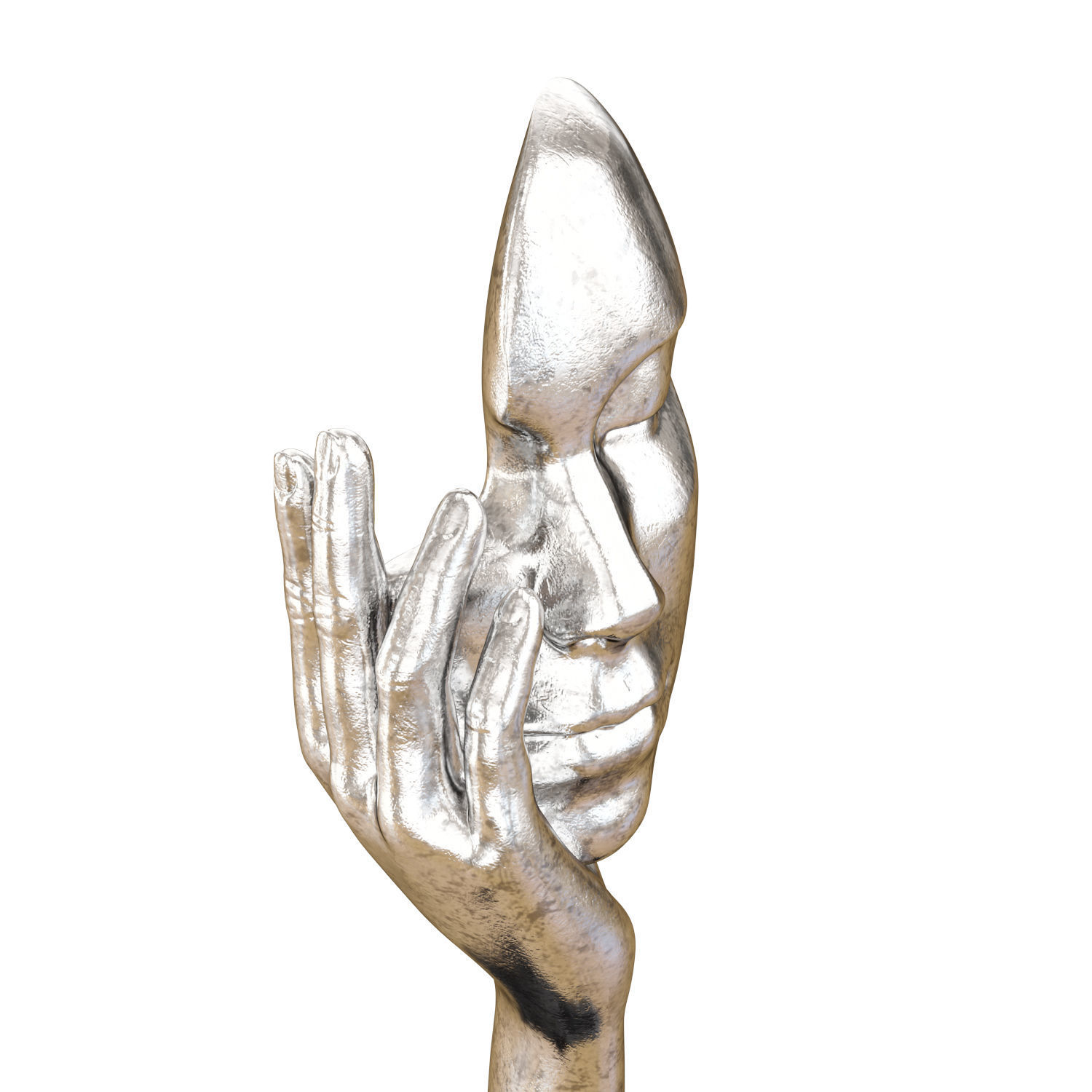 Decorative figurine face in hand 3D model_4