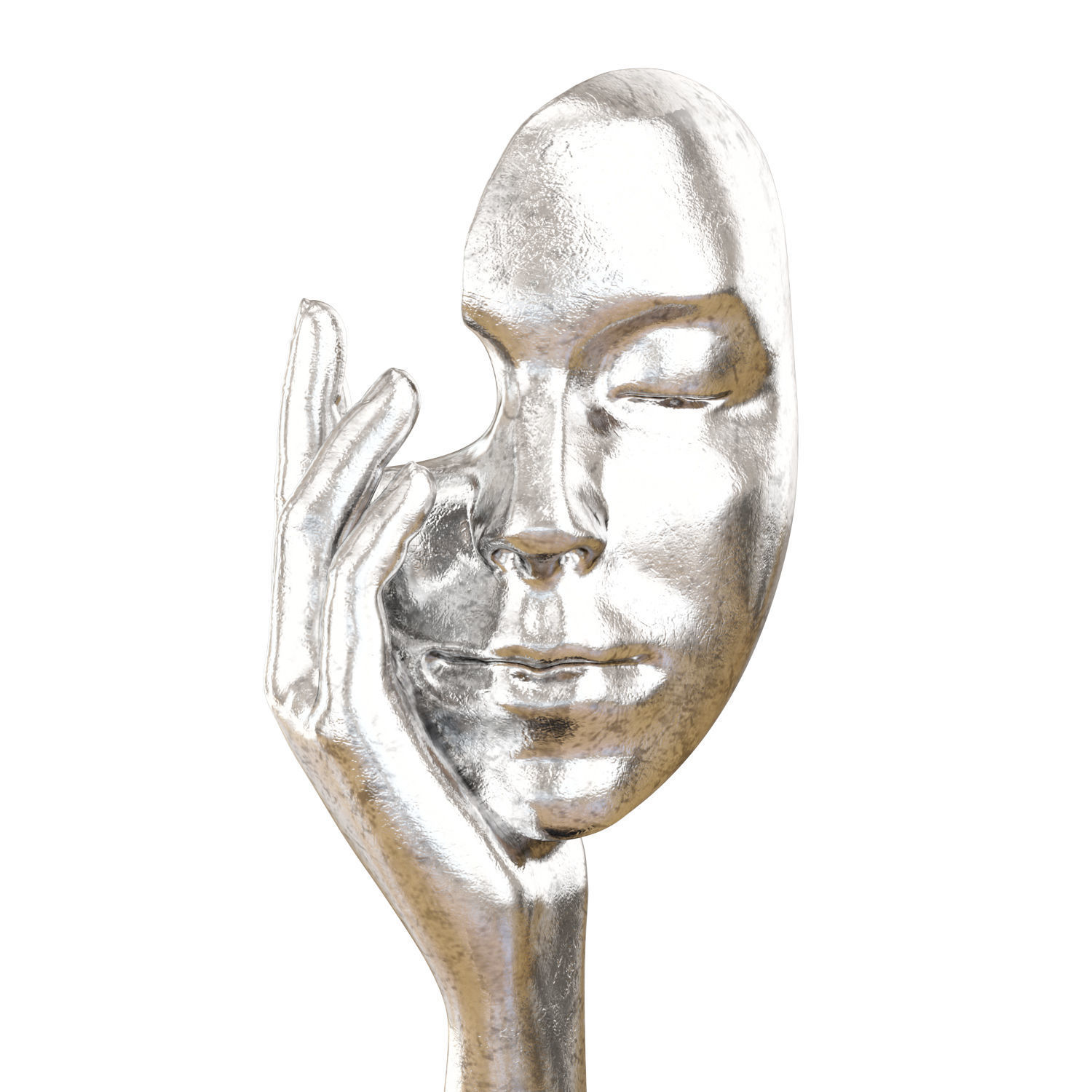 Decorative figurine face in hand 3D model_3