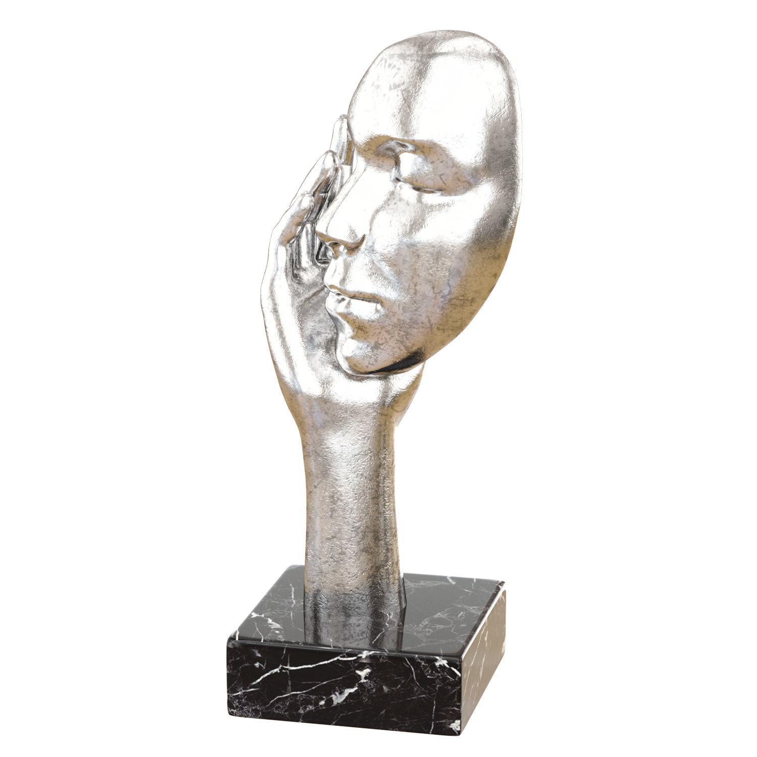 Decorative figurine face in hand 3D model_1