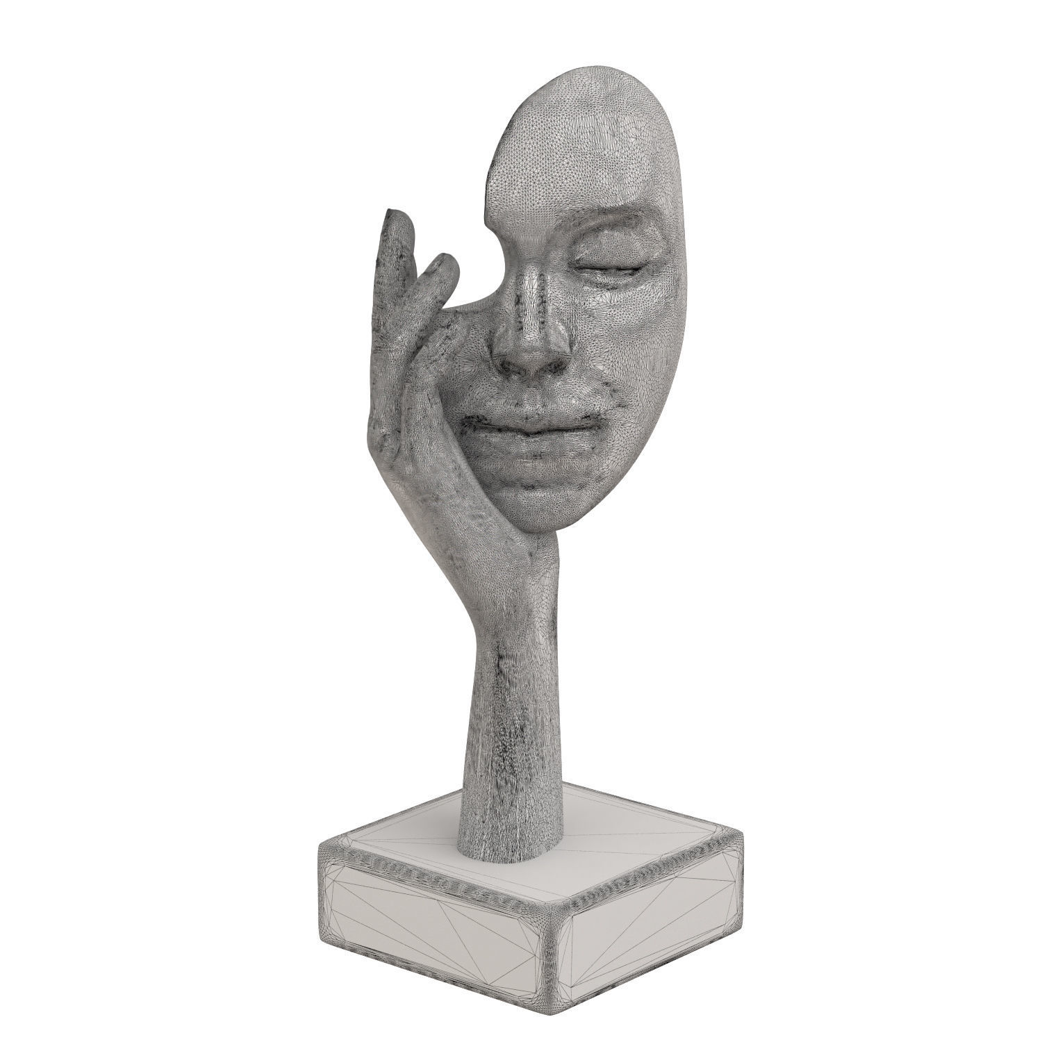 Decorative figurine face in hand 3D model_5