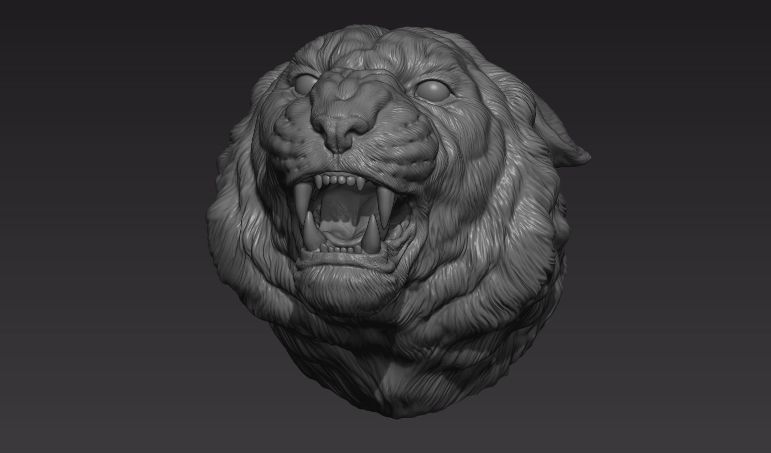 Tiger head roar  3D print model_6