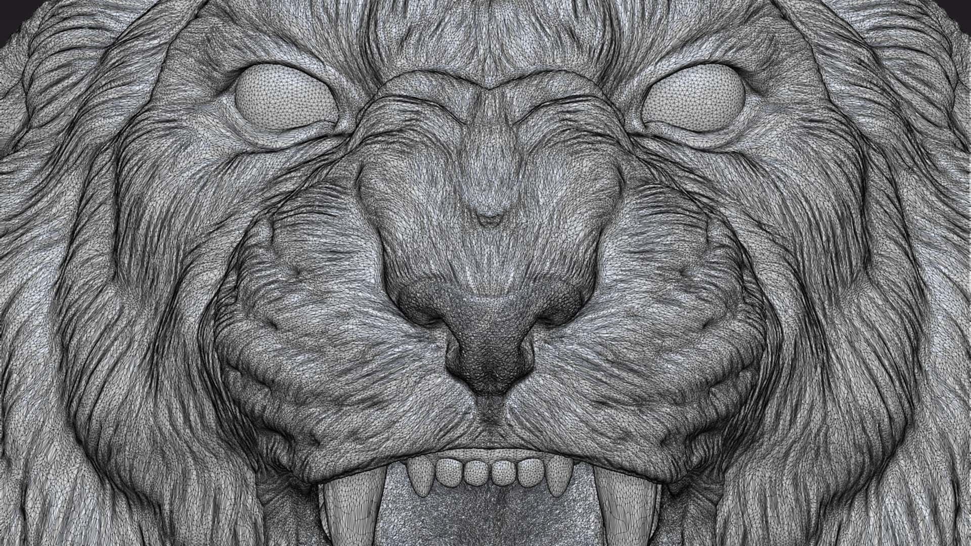 Tiger head roar  3D print model_16