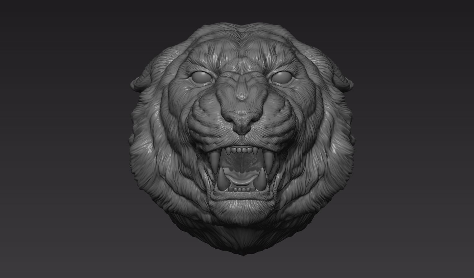 Tiger head roar  3D print model_2