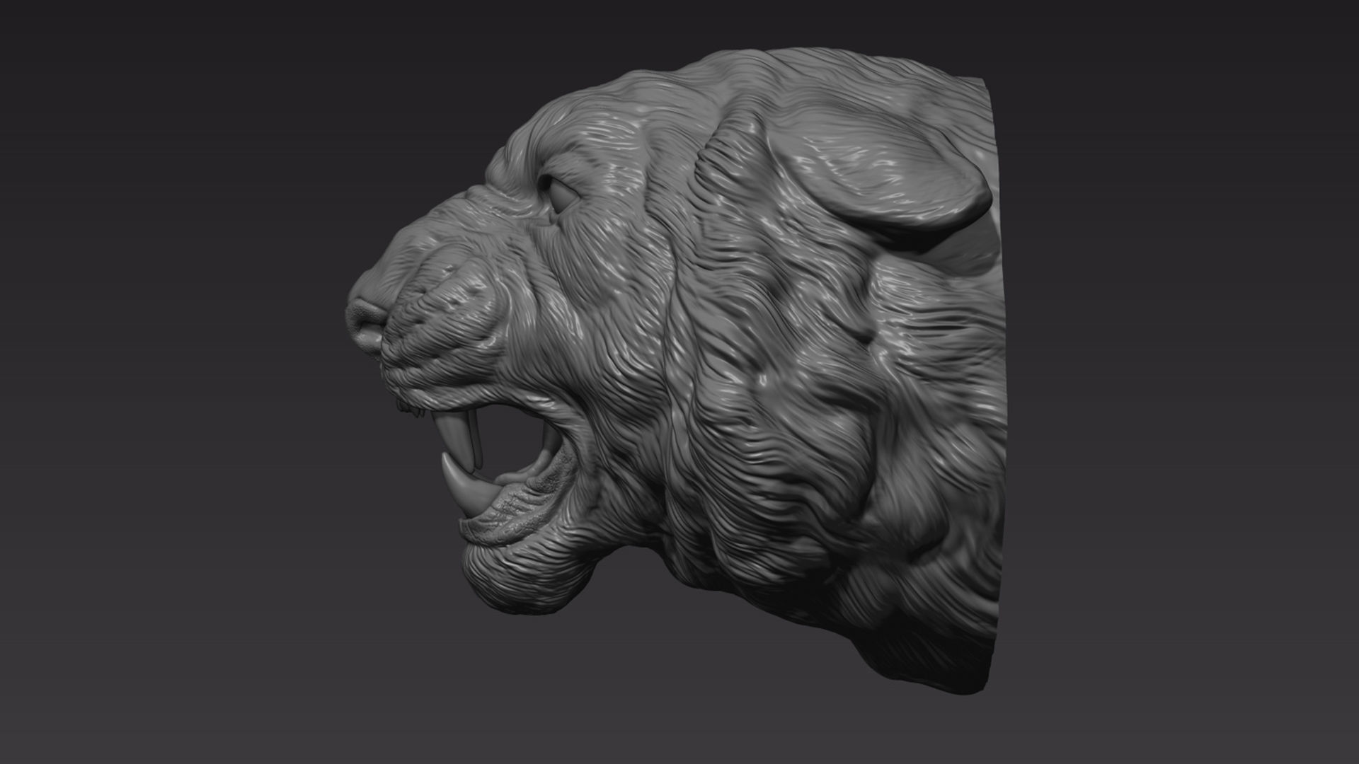 Tiger head roar  3D print model_1