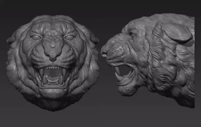 Tiger head roar  3D print model Tiger head roar  3D print model