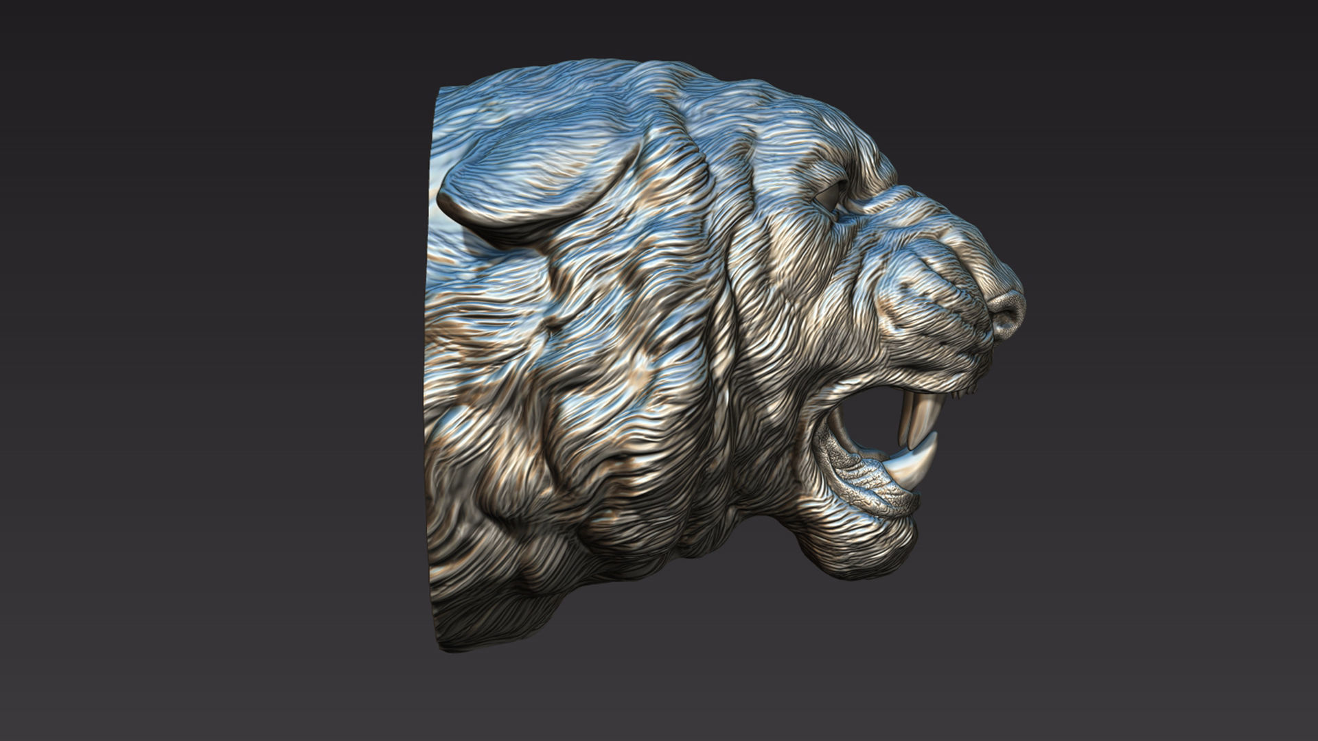 Tiger head roar  3D print model_15