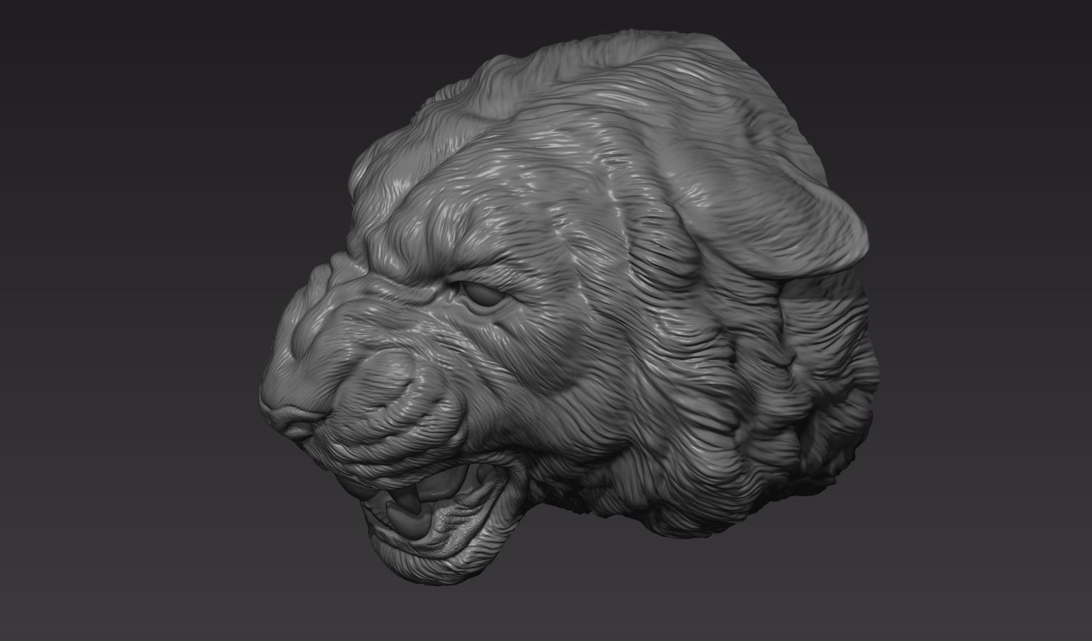 Tiger head roar  3D print model_3