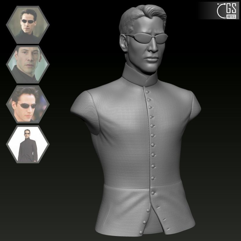 NEO MATRIX - KEANU REEVES - BUST 3D print model_4