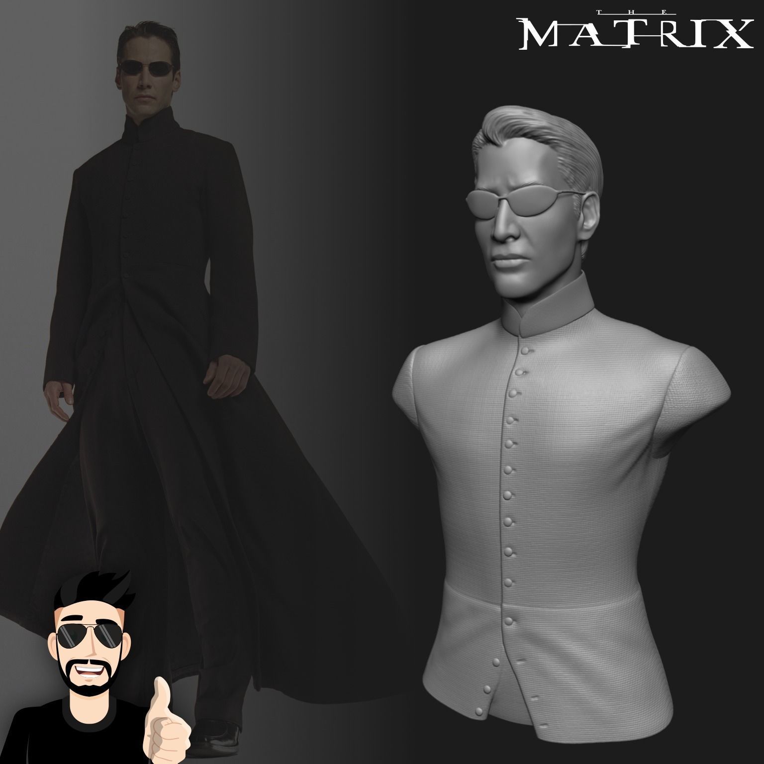 NEO MATRIX - KEANU REEVES - BUST 3D print model_8