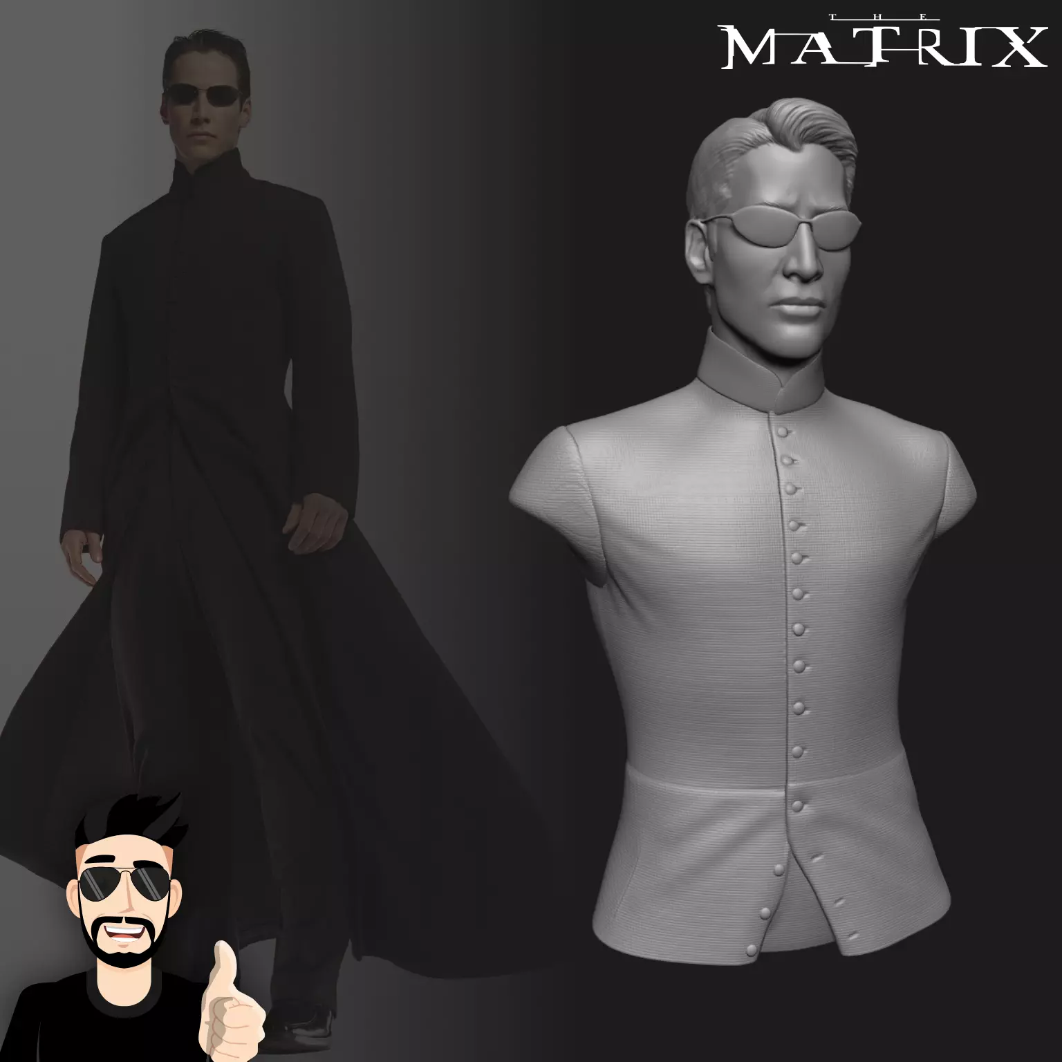NEO MATRIX - KEANU REEVES - BUST 3D print model_0