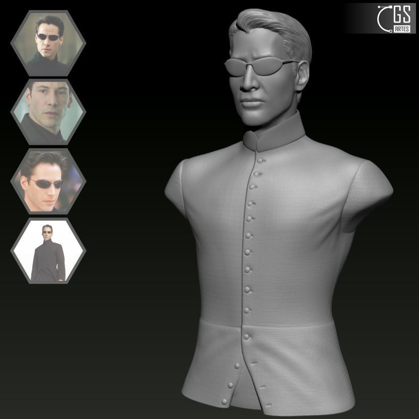 NEO MATRIX - KEANU REEVES - BUST 3D print model_5