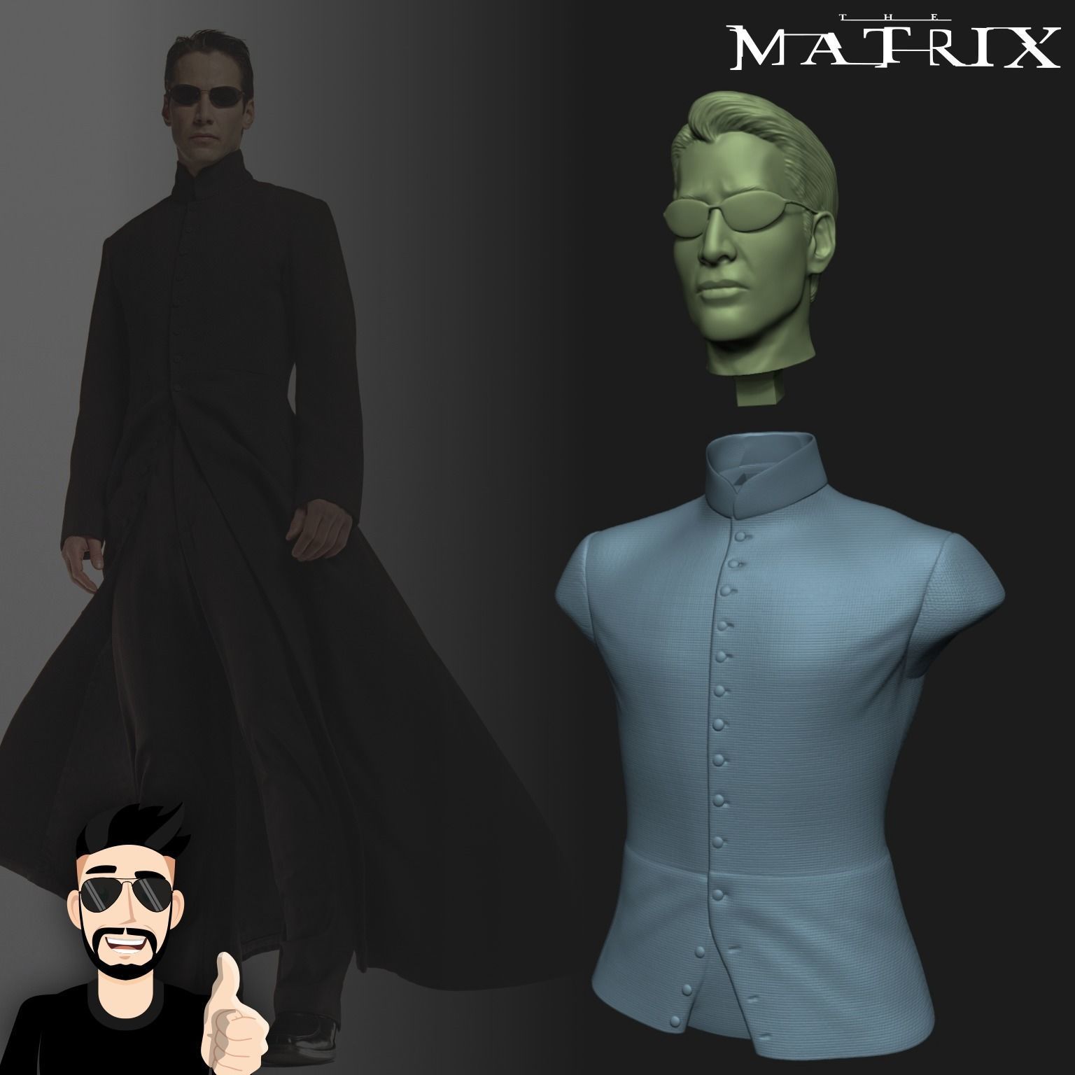 NEO MATRIX - KEANU REEVES - BUST 3D print model_1