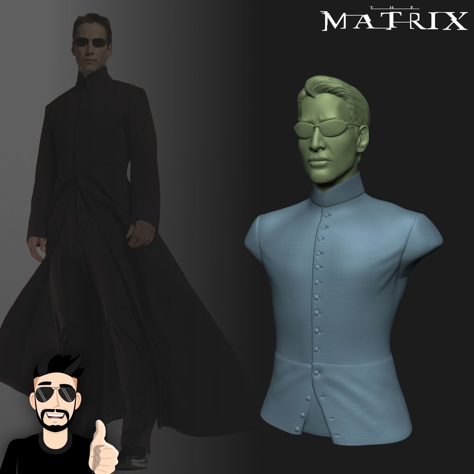NEO MATRIX - KEANU REEVES - BUST 3D print model_2