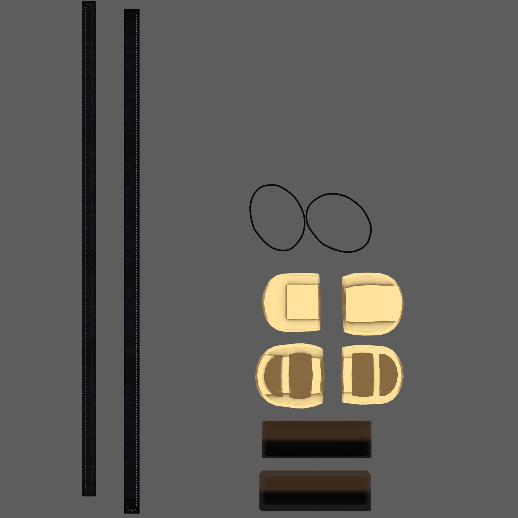 Female Black Formal Short Pencil Skirt With Belt Low-poly 3D model_11