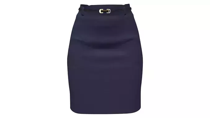 Female Black Formal Short Pencil Skirt With Belt Low-poly 3D model Female Black Formal Short Pencil Skirt With Belt Low-poly 3D model
