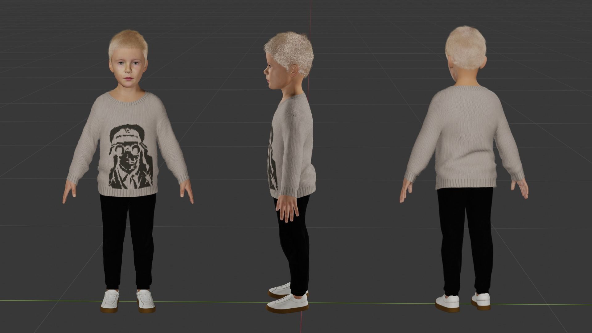 A Young Boy Low-poly 3D model_2